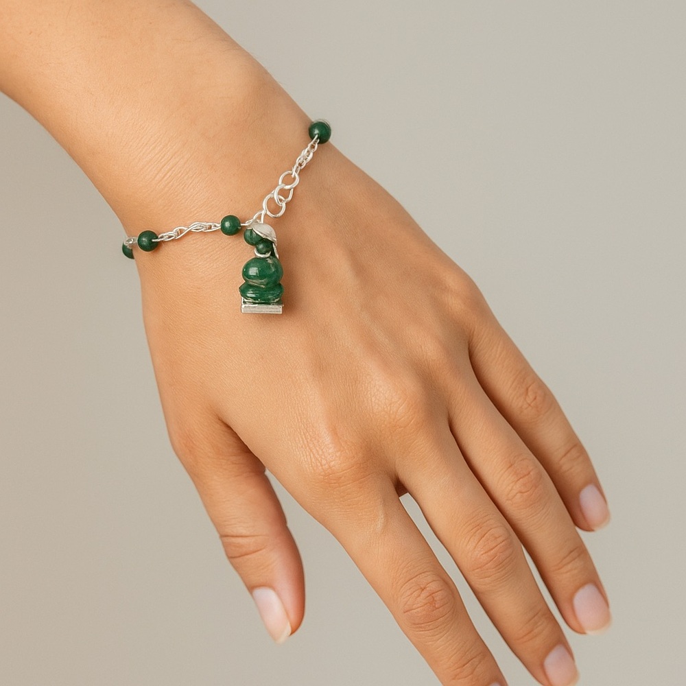 Elegant 925 silver bracelet aventurine stone